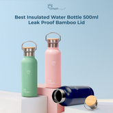 Best Insulated Water Bottle 500ml | Leak-Proof Bamboo Lid