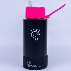 Black Dual-Lid Steel Bottle With Straw (34oz)