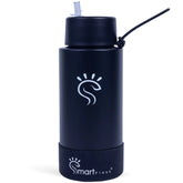 Black Dual-Lid Steel Bottle With Straw (34oz)