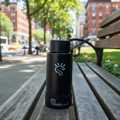 Black Dual-Lid Steel Bottle With Straw (34oz)