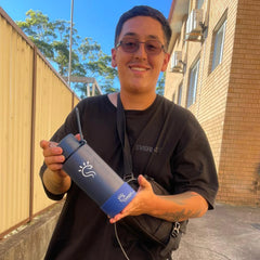 Blue Dual-Lid Steel Bottle With Straw (34oz)