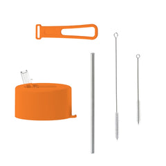 Blue Dual-Lid Steel Bottle With Straw (34oz)