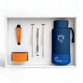 Blue Dual-Lid Steel Bottle With Straw (34oz)