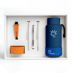 Blue Dual-Lid Steel Bottle With Straw (34oz) - Smart Flask