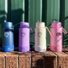 Blue Dual-Lid Steel Bottle With Straw (34oz)