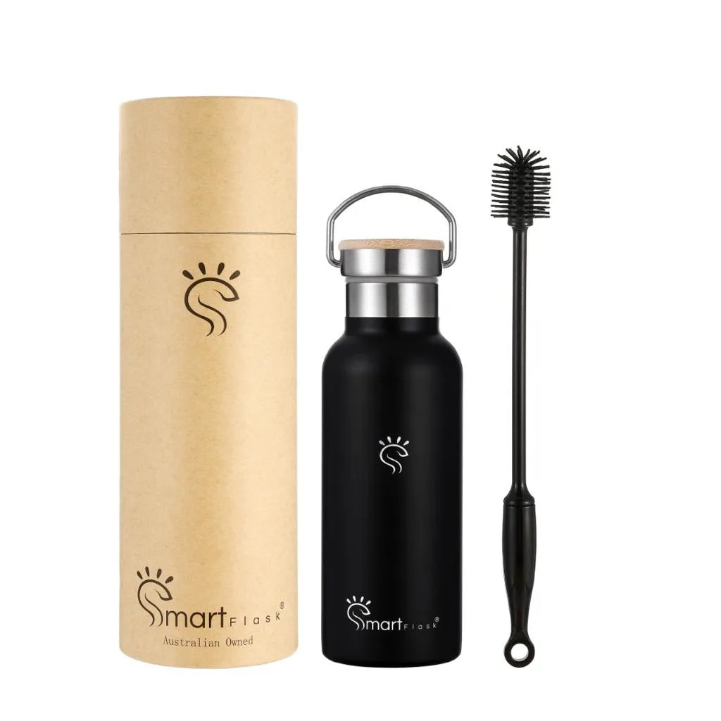 Jade Black Smart Hydration Flask with Box and Brush