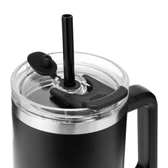 Jet Black Smart Jumbo Tumbler open Straw