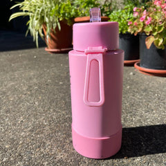 Pink Dual-Lid Steel Bottle With Straw (34oz)