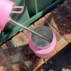 Pink Dual-Lid Steel Bottle With Straw (34oz)