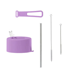 Pink Dual-Lid Steel Bottle With Straw (34oz)