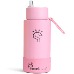 Pink Dual-Lid Steel Bottle With Straw