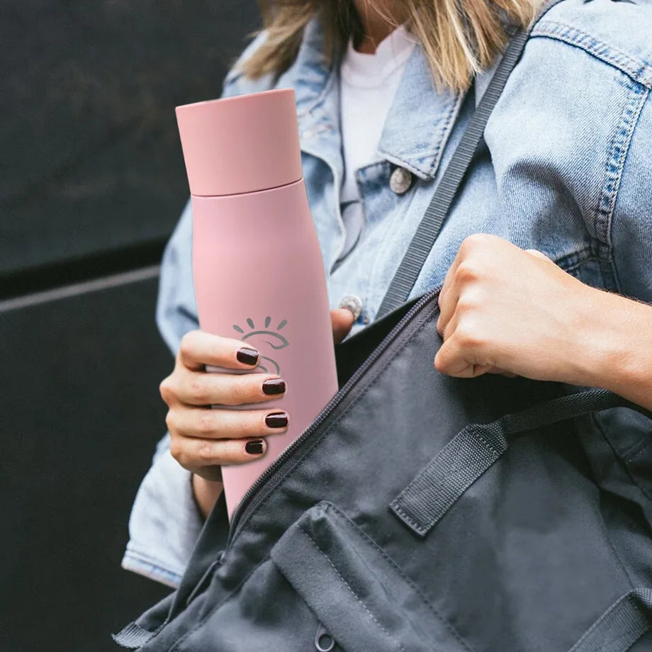 Rose Pink Smart Flask with UV-C  Technology in hand bag