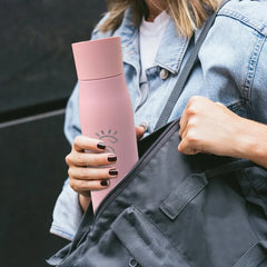Rose Pink Smart Flask with UV-C  Technology in hand bag