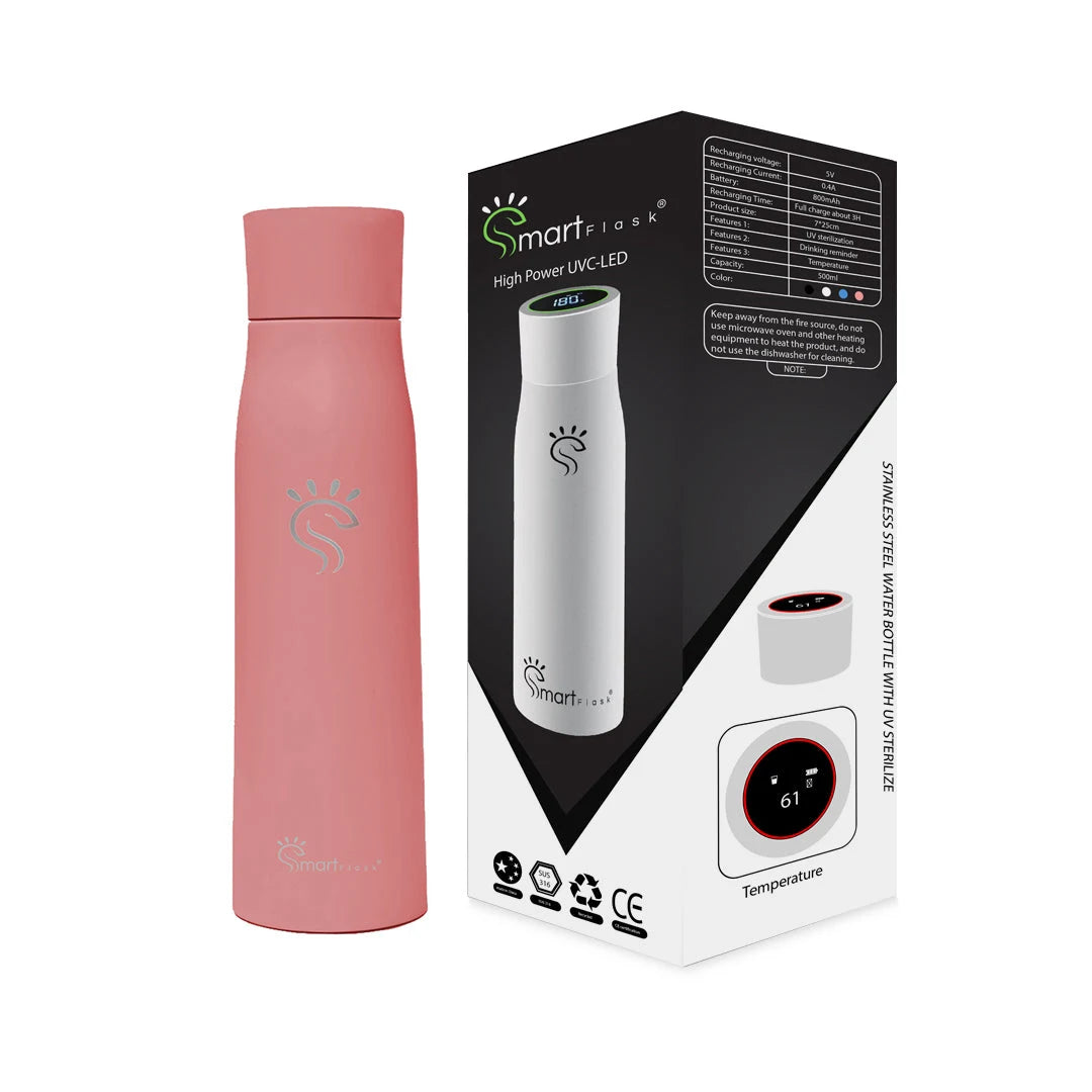 Rose pink smart UV-C sterilizer with its box displayed