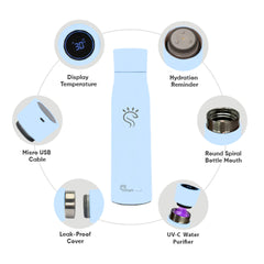 Ice Blue Smart UV-C LED Flask  (750 ml)