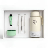 White Dual-Lid Steel Bottle With Straw (34oz)