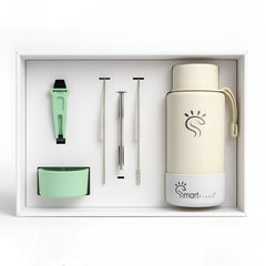 White Dual-Lid Steel Bottle With Straw (34oz)