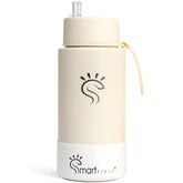White Dual-Lid Steel Bottle With Straw