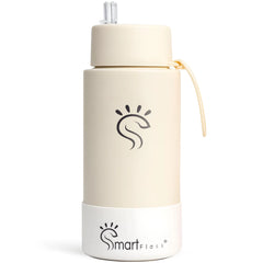 White Dual-Lid Steel Bottle With Straw