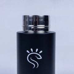 Black Dual-Lid Steel Bottle With Straw (34oz)
