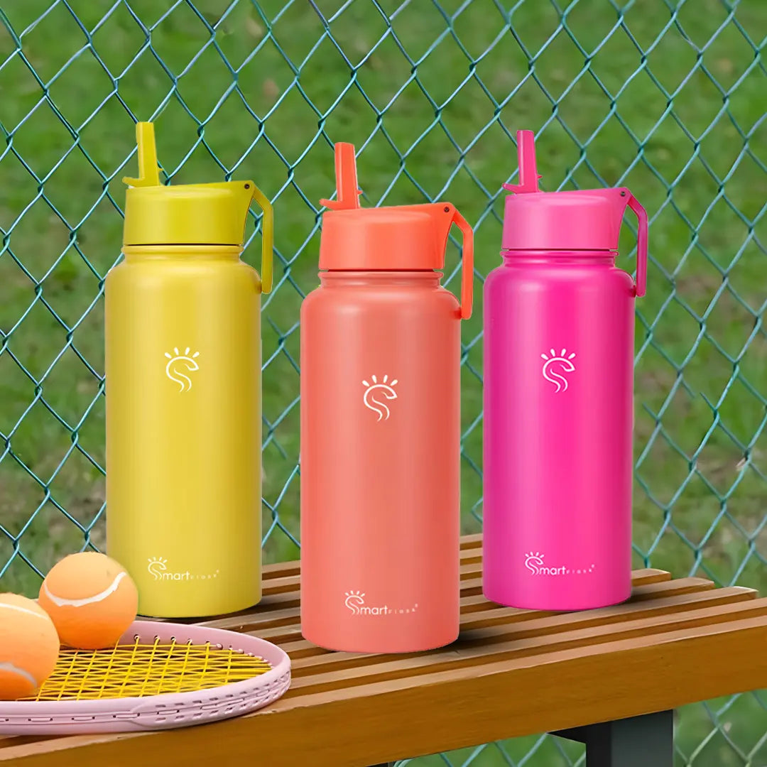 Double Wall Stainless Steel Water Bottle with Straw-smartflask