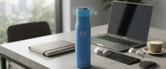 SmartFlask smart water bottle featuring UV-C self-cleaning, hydration reminder, temperature display, and insulated stainless steel design.