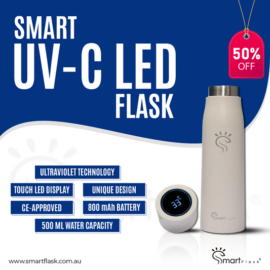 Smart UV-C LED Flask 750ml for eco-friendly hydration in Australia