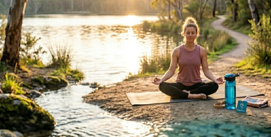 Healthy wellness gifts for mum Australia yoga with SmartFlask water bottle