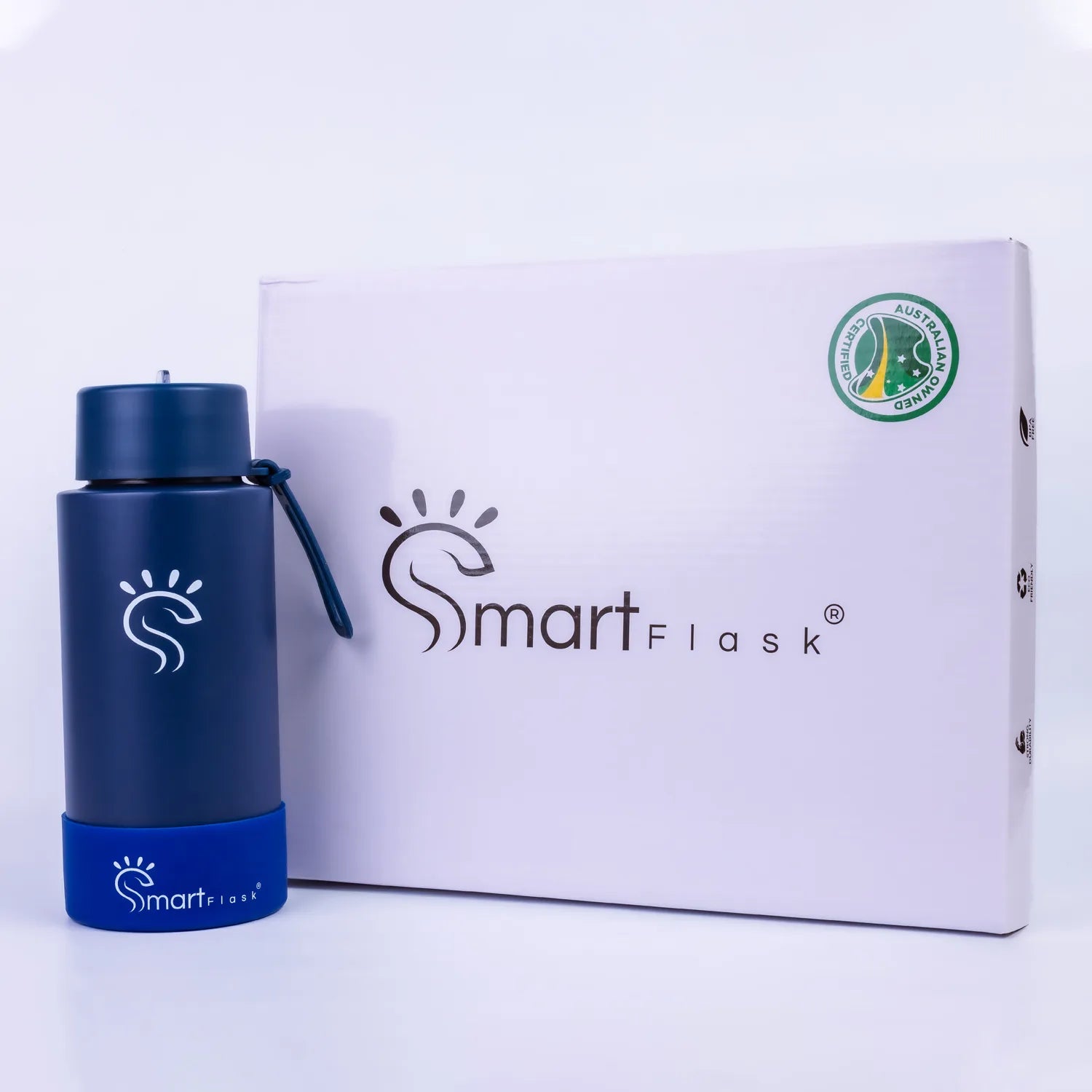 Blue Dual-Lid Steel Bottle With Straw (34oz)