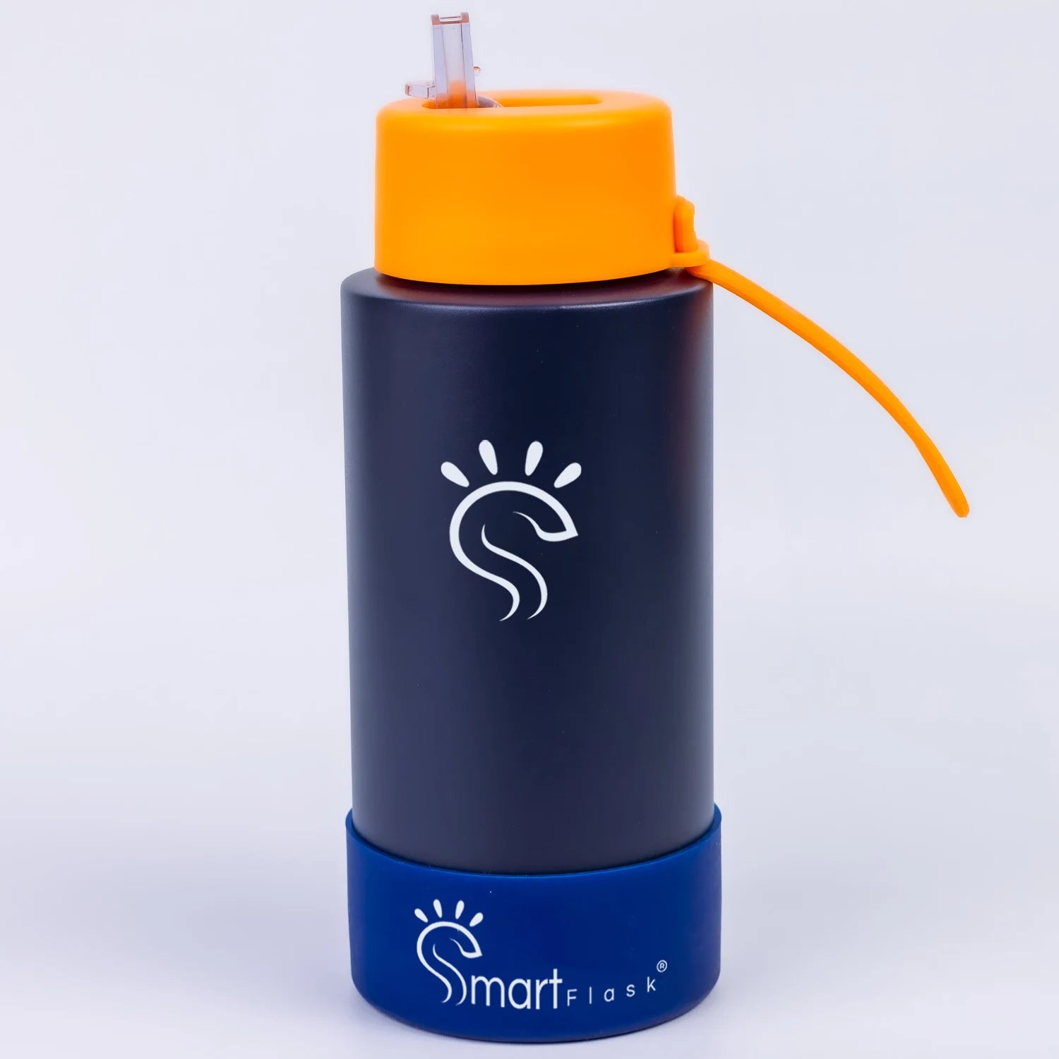 Blue Dual-Lid Steel Bottle With Straw (34oz)