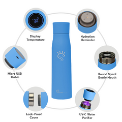 Sapphire Blue Smart UV-C LED Flask (500 ml)