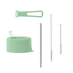 White Dual-Lid Steel Bottle With Straw (34oz)