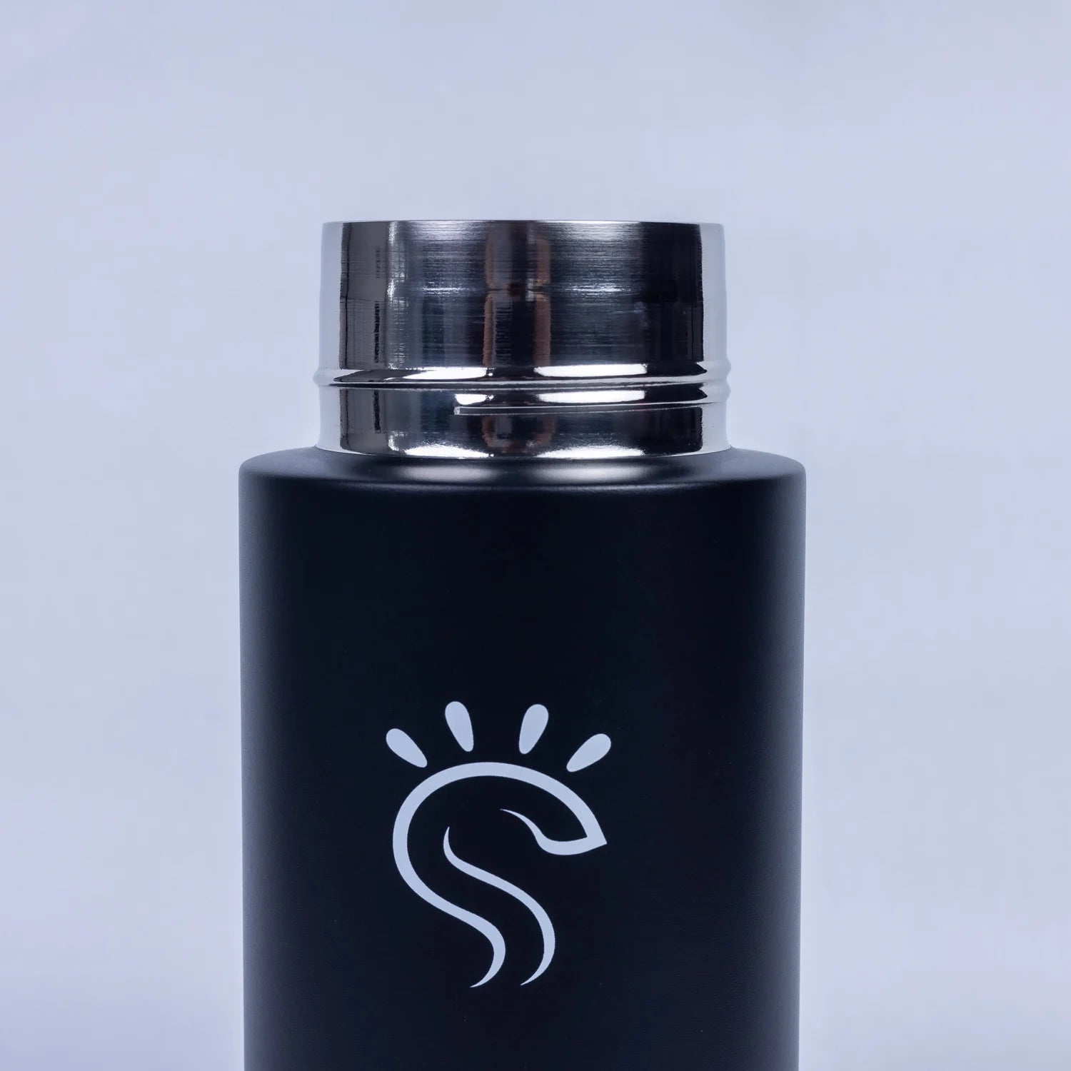 Black Dual-Lid Steel Bottle With Straw (34oz)